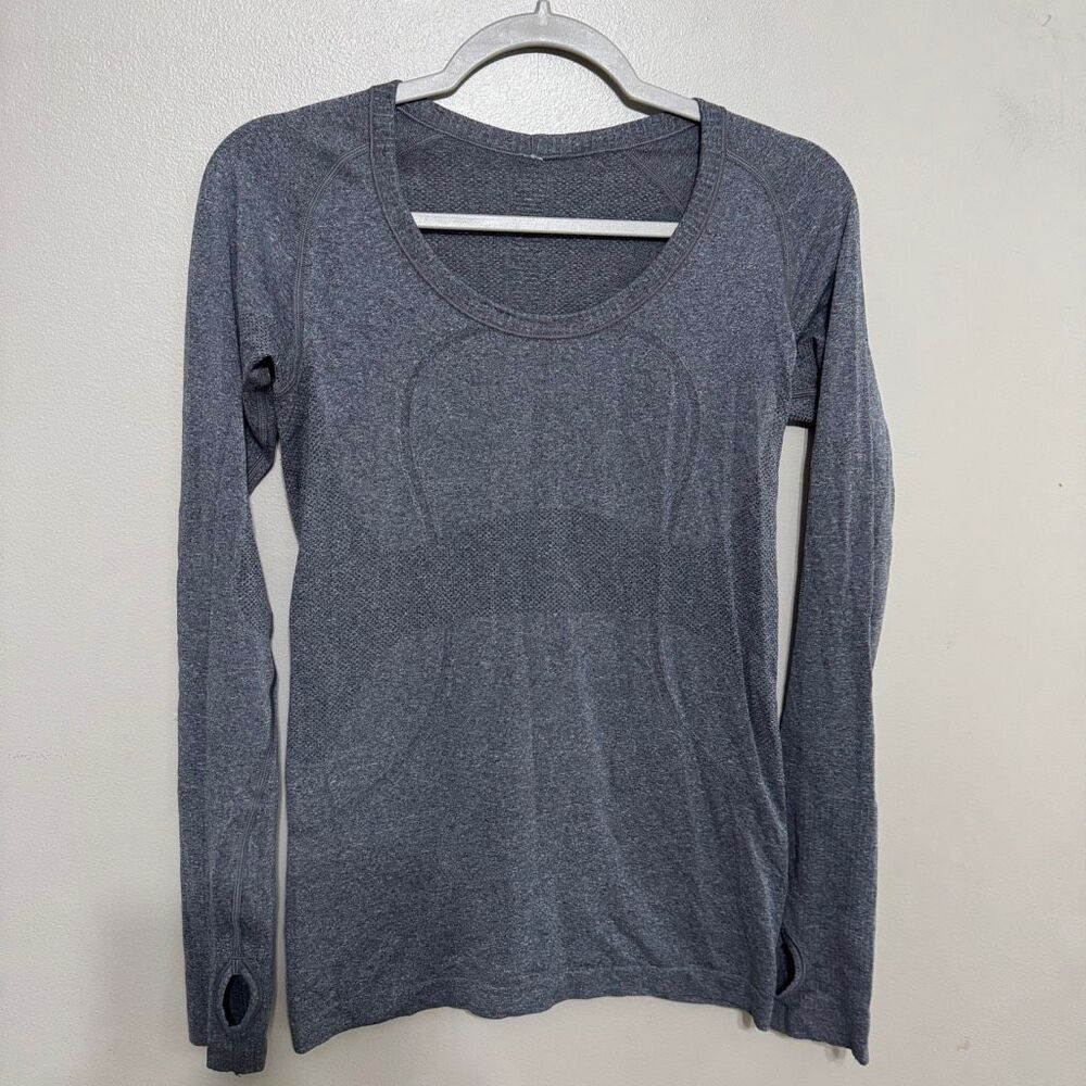 Lululemon long sleeve scoop neck swiftly gray size 6